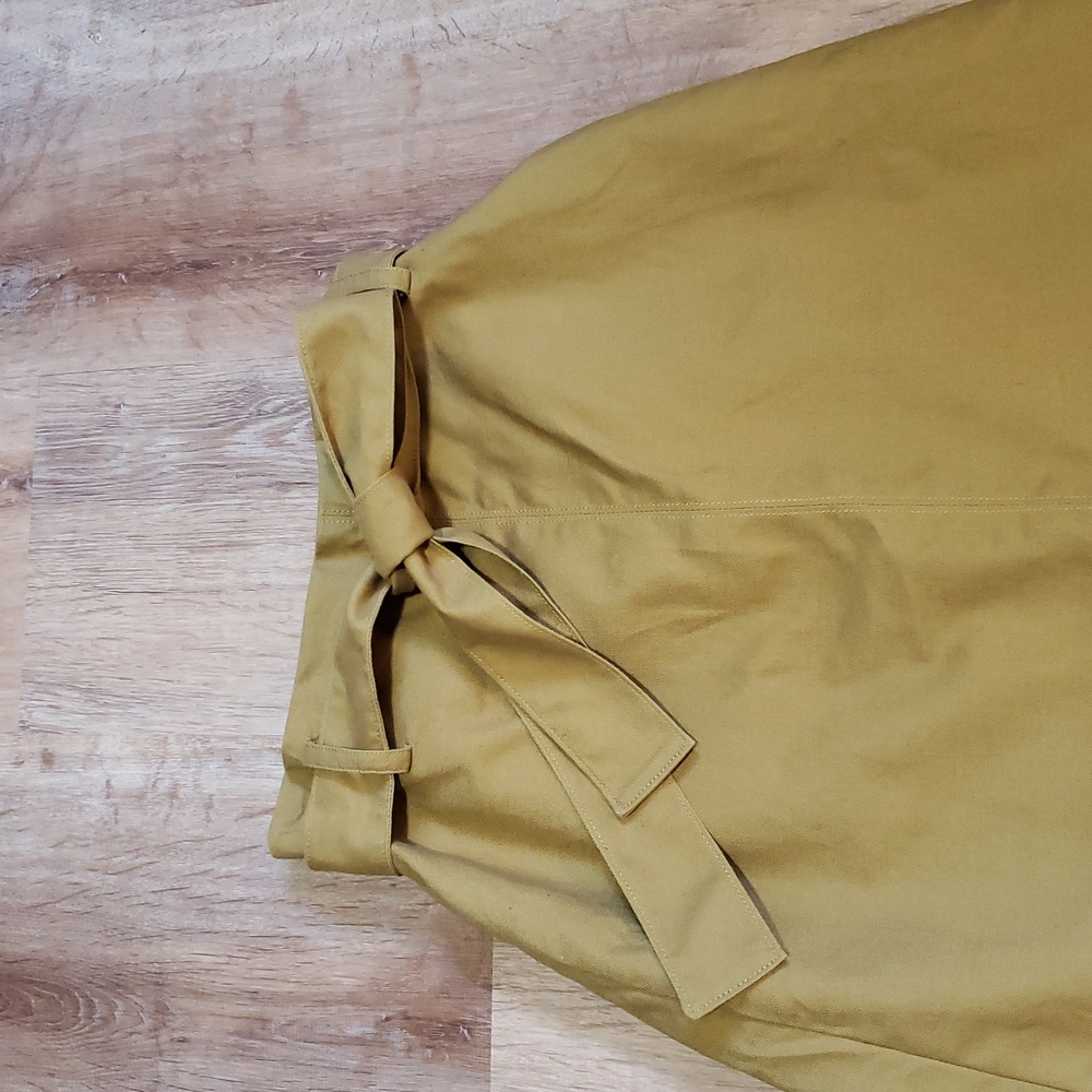 J Crew Tie Waist Skirt In Cotton-Linen, Color "Safari Gold", Size 14 - Picture 3 of 9